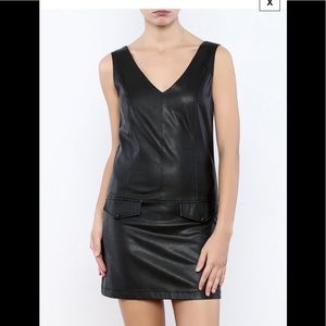 Double Zero Black Vegan Leather Mini Dress